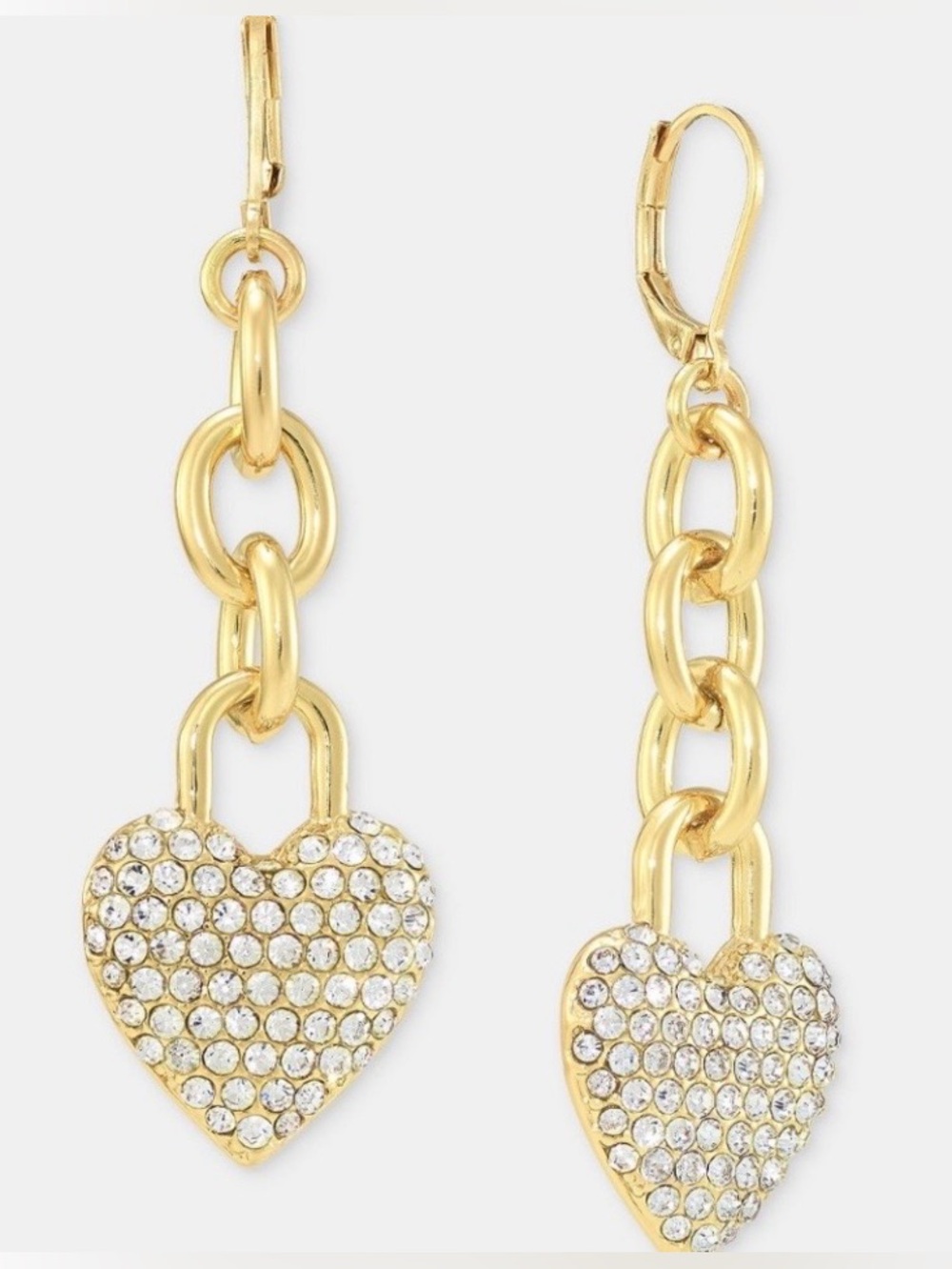 On 34th Macy’s Gold Heart Pavé Chain Drop Earrings